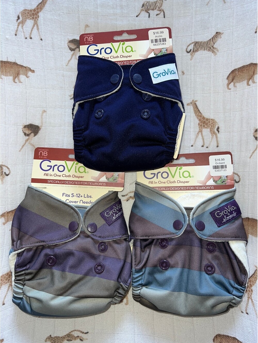 3 NIP Grovia Newborn All in One cloth diapers